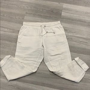 Athleta White Linen crop pants